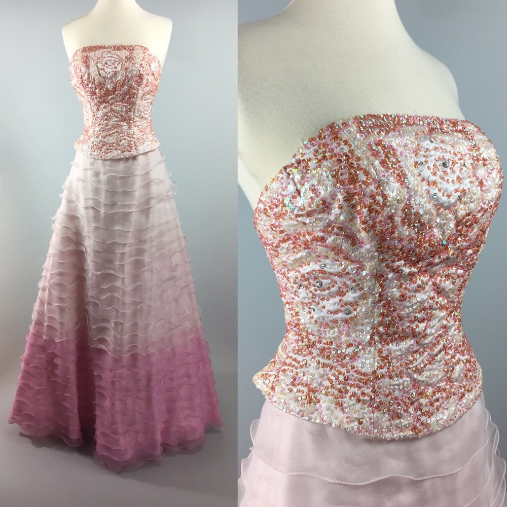 ✨Tiffany Designs✨ Pleated Cascading Pink Ball Gown